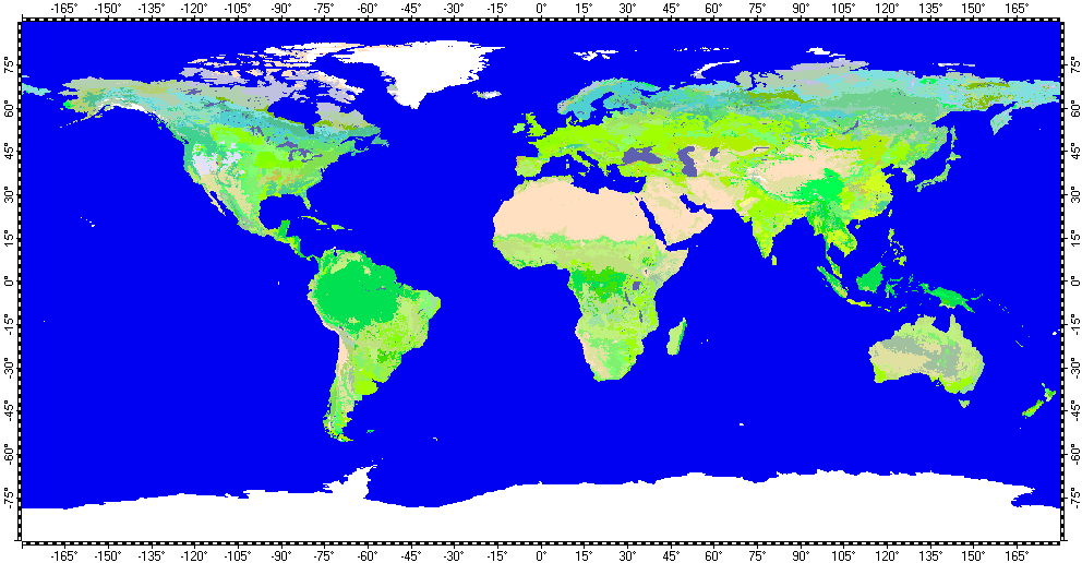 Olson Global Ecosystems GLCC raster map of Earth