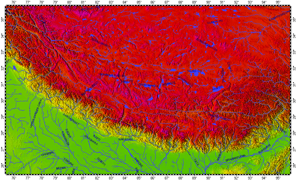Himalayas, topography