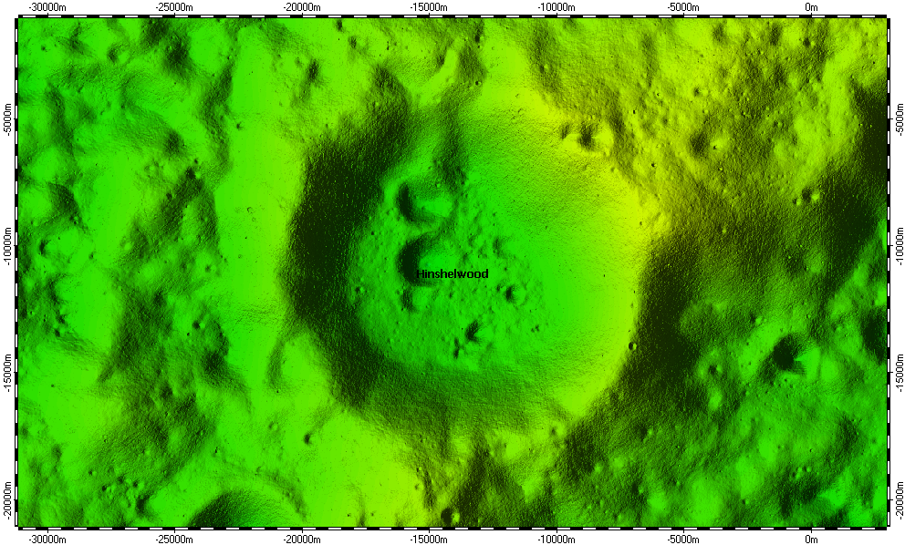 Hinshelwood Crater on North Pole of Moon, topography