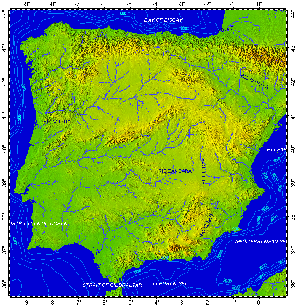 Iberian Peninsula, topography