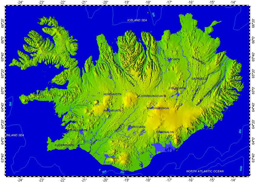 Iceland, topography