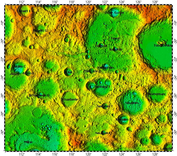 LAC-101 Fermi quadrangle of Moon, topography