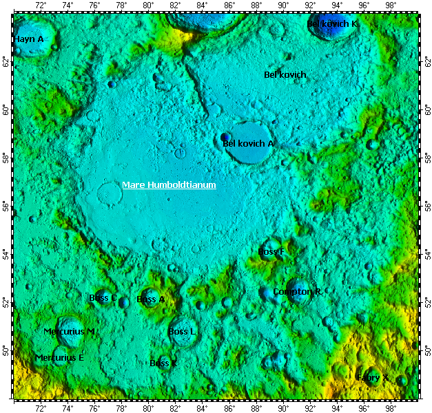 LAC-15 Belkovich quadrangle of Moon, topography