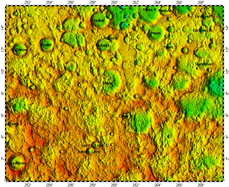 LAC-72 Nobel quadrangle of Moon, topography