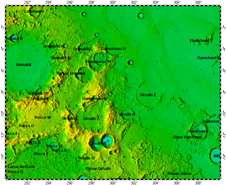 LAC-74 Grimaldi quadrangle of Moon, topography