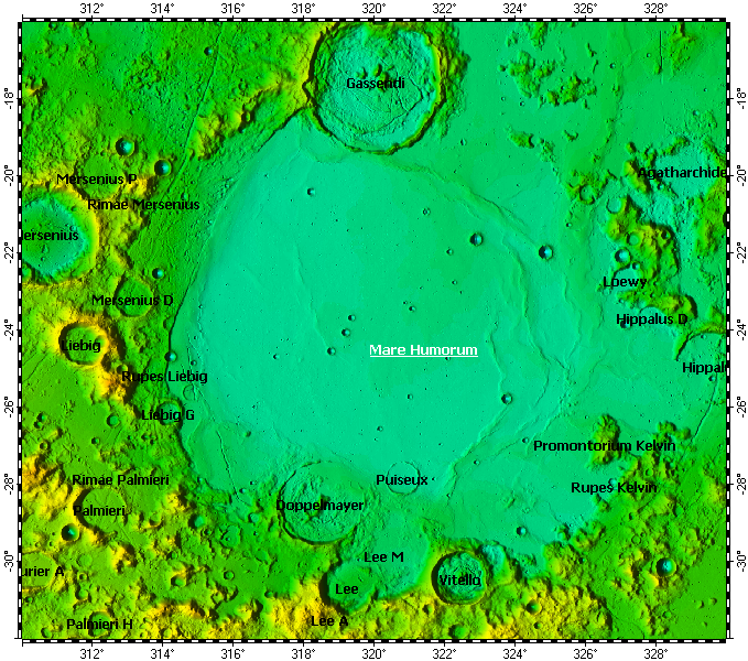 LAC-93 Mare Humorum quadrangle of Moon, topography