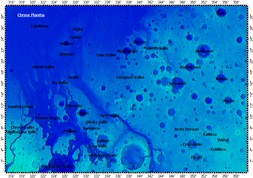MC-11 Oxia Palus quadrangle of Mars, topography