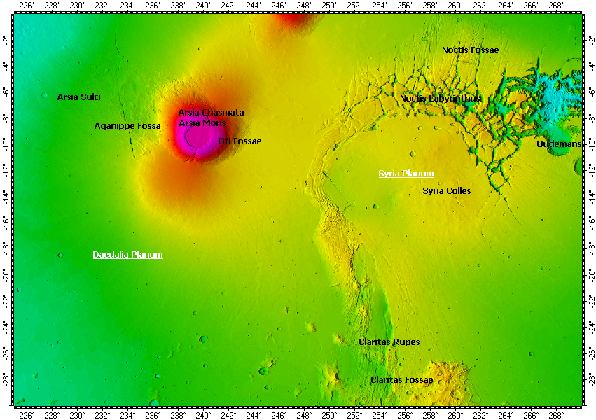 MC-17 Phoenicis Lacus quadrangle of Mars, topography