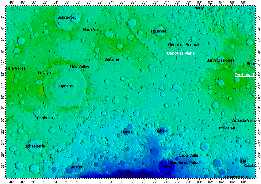 MC-21 Iapygia quadrangle of Mars, topography