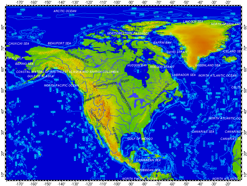 North America, topography