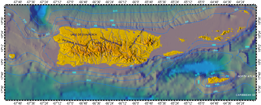 Puerto-Rico, topography with bathymetry