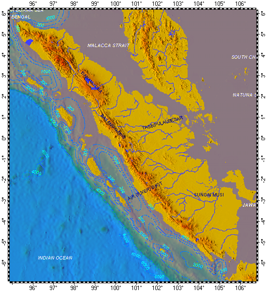 Sumatra, topography with bathymetry