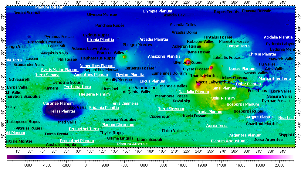 Top-level map: Mars Nomenclature