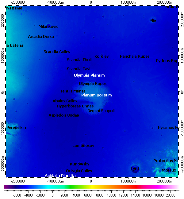 Top-level map: Mars North Pole Nomenclature