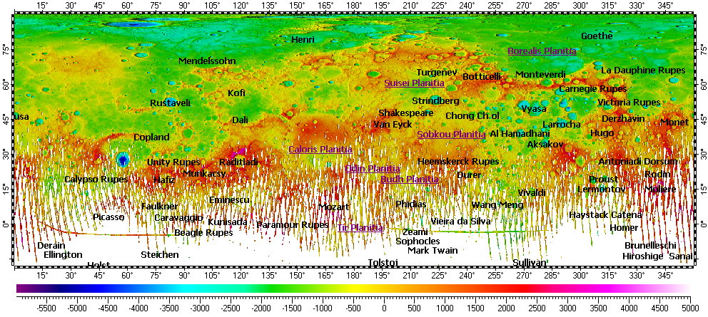Top-level map: Mercury North Hemisphere Topography