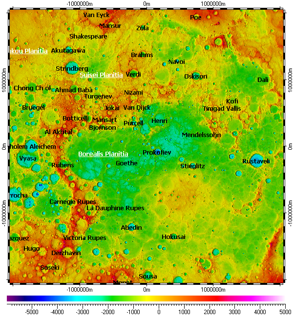 Top-level map: Mercury North Pole Topography