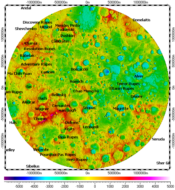 Top-level map: Mercury South Pole Nomenclature